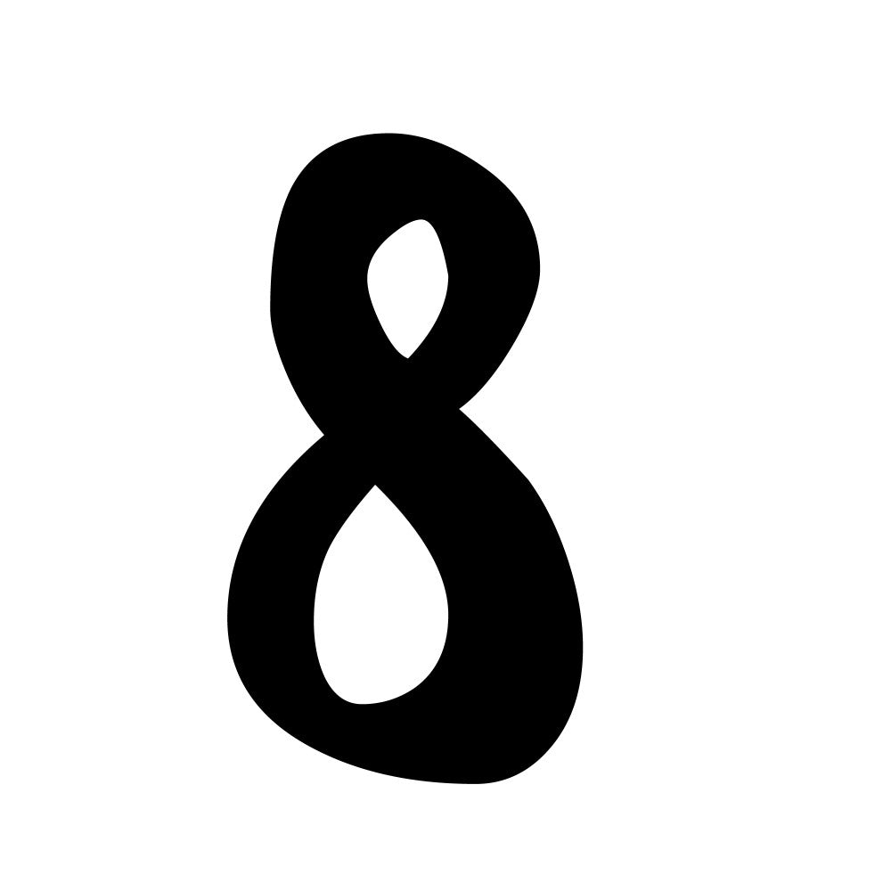 black, white, number eight, digit, simple design, minimalist, monochrome, fabric panel, quilting cotton, geometric shape, bold numeral, clean lines, high contrast, modern style, crafting material, sewing project, applique design, stark contrast, contemporary font