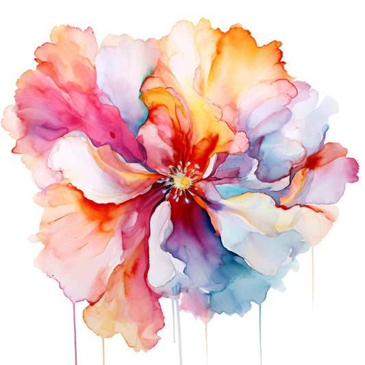 Alcohol Ink Flower Fabric Panel 13