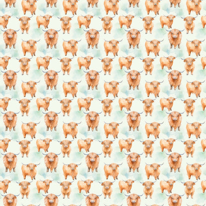 Funky Highland Cows Pattern 10 Quilting Cotton Fabric