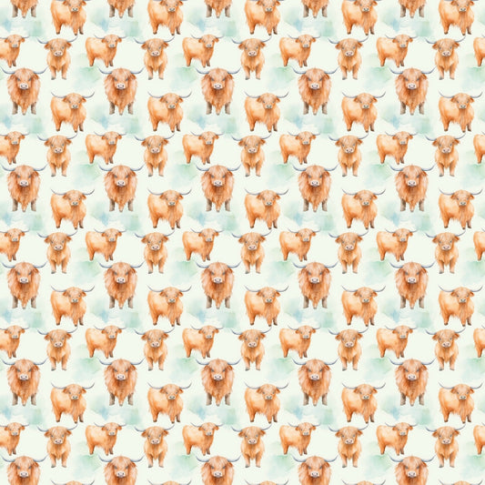 Funky Highland Cows Pattern 10 Quilting Cotton Fabric