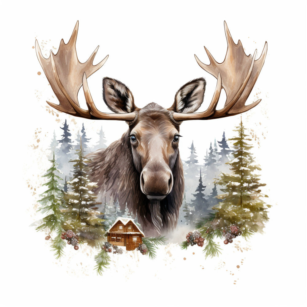 Peeking Moose Fabric Panel 3