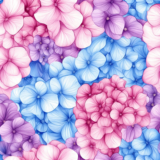 Colorful Hydrangeas Pattern 1 Quilting Cotton Fabric