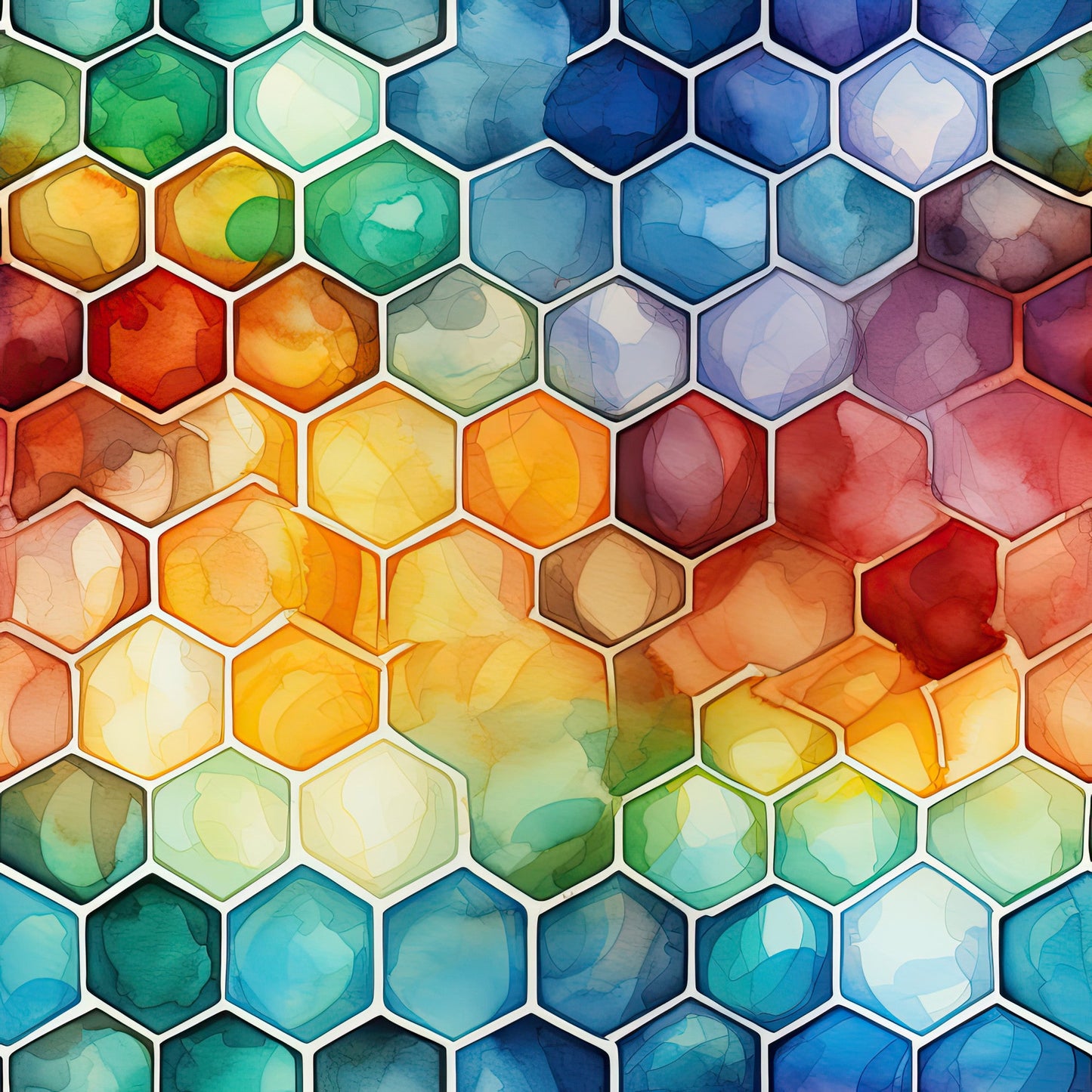 Watercolor Honeycomb Pattern 7 Quilting Cotton Fabric