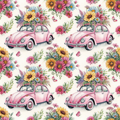 Bug and Flowers Pattern 1 Quilting Cotton Fabric