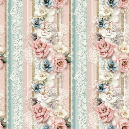 Floral Stripes Pattern 2 Quilting Cotton Fabric