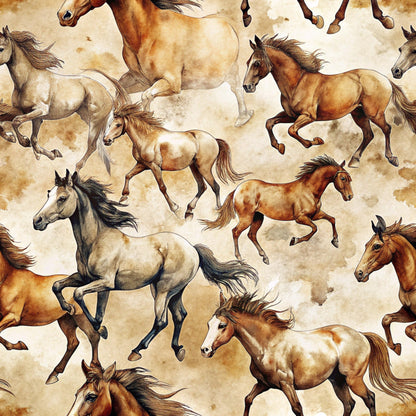 Galloping Mustangs Pattern 27 Minky Fabric
