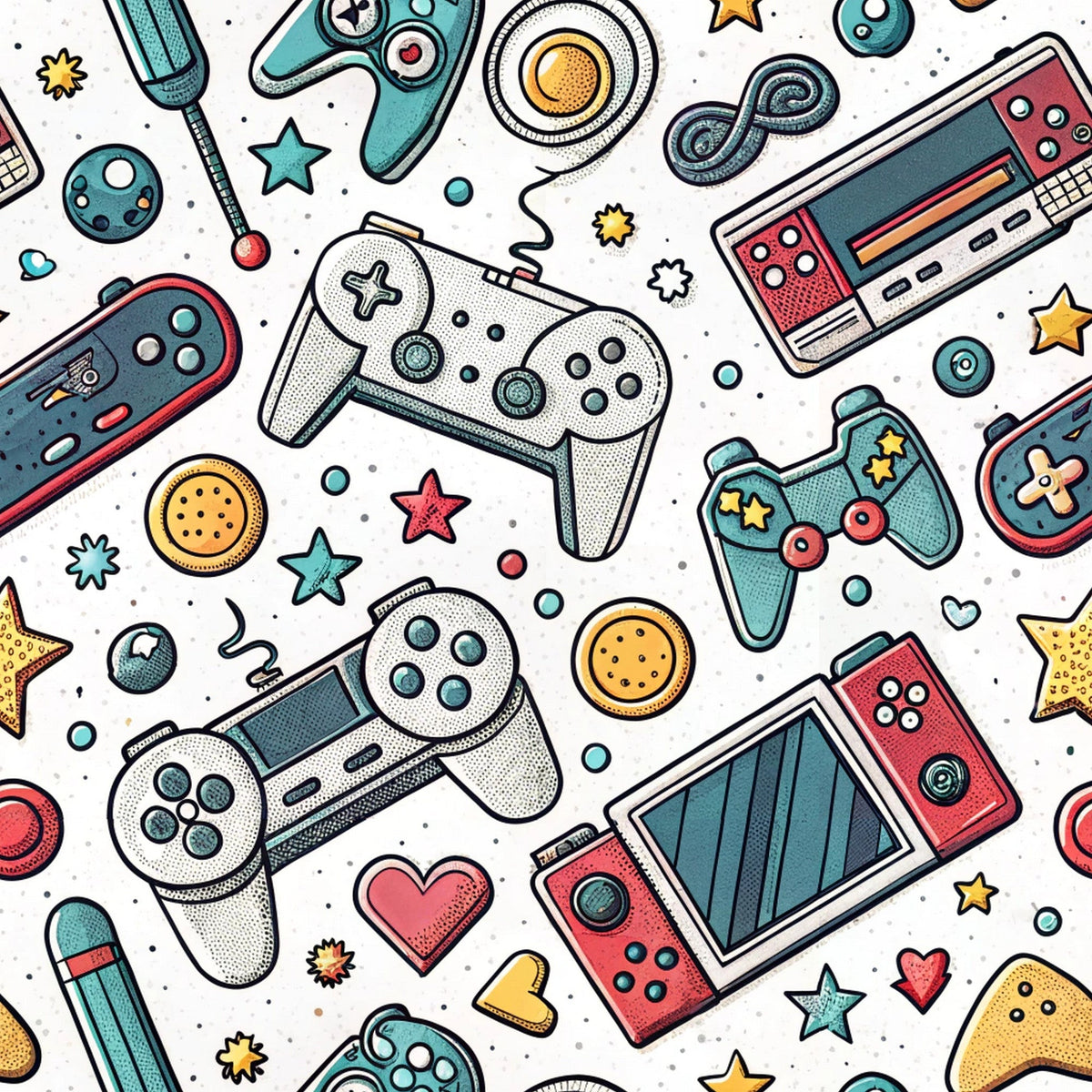 Joystick Doodles Pattern 6 Minky Fabric