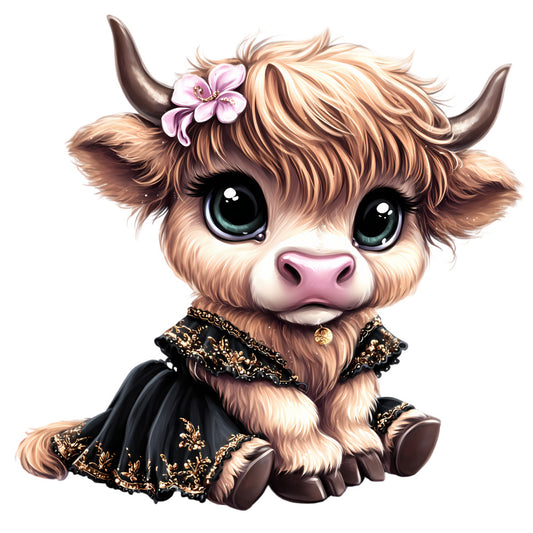 Adorable Highland Cows Fabric Panel 24