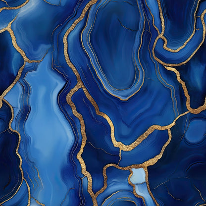 Royal Blue and Gold Agate Pattern 31 Minky Fabric