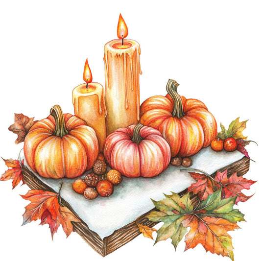 Watercolor Thanksgiving Fabric Panel 35