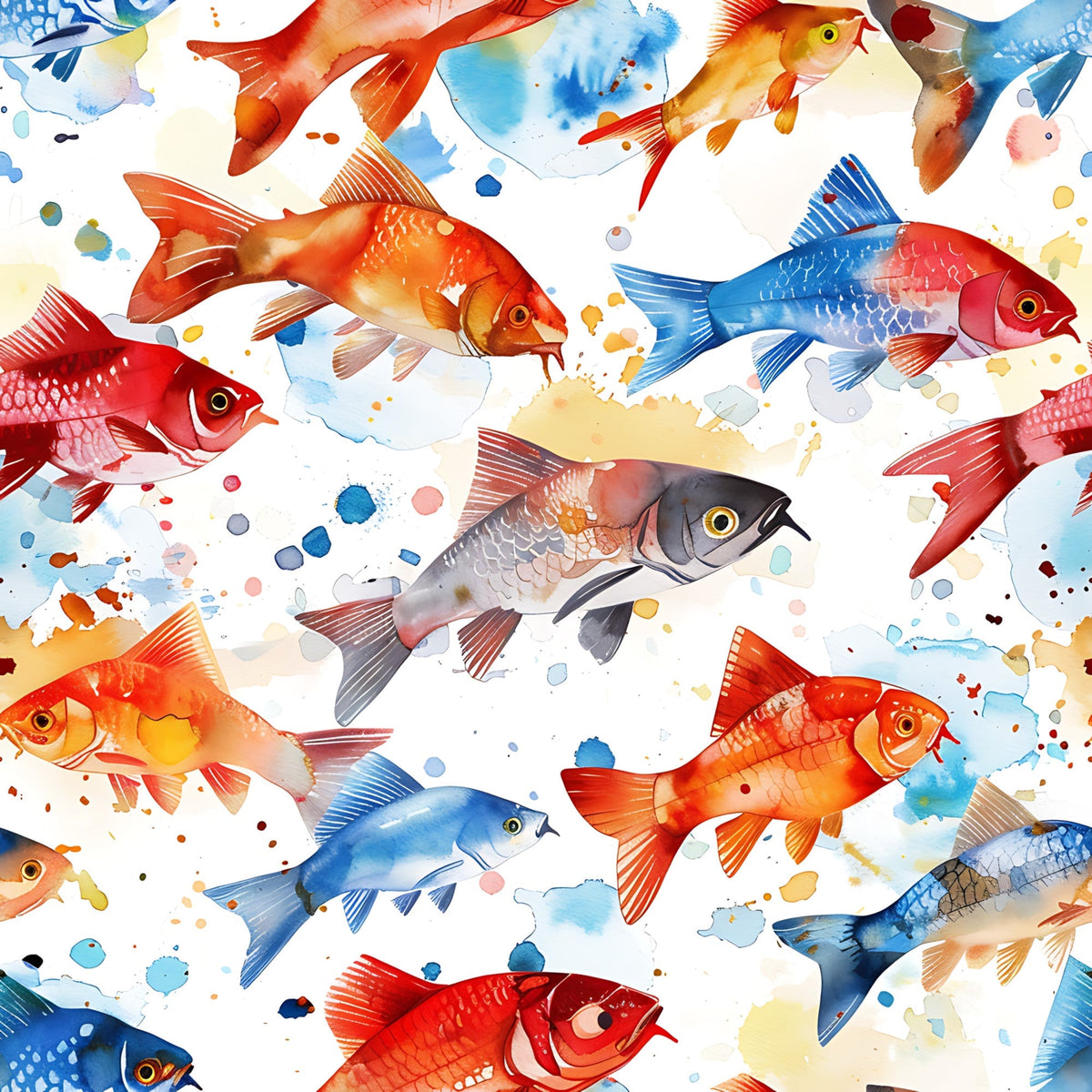 Painted Koi Pattern 17 Minky Fabric