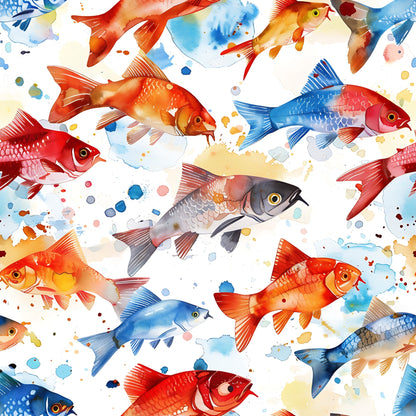 Painted Koi Pattern 17 Minky Fabric