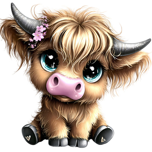 Adorable Highland Cows Fabric Panel 53