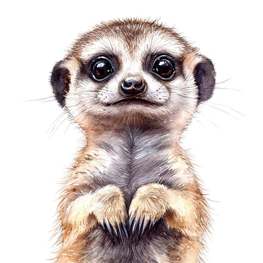 meerkat, wildlife, animals, adorable, cute, whimsical, tan, brown, cream, white, beige, dark brown, realistic illustration, portrait, nature, african animals, children's, playful, nursery, baby, woodland, character fabric, large print, face print, digitally printed, contemporary, modern, character panel