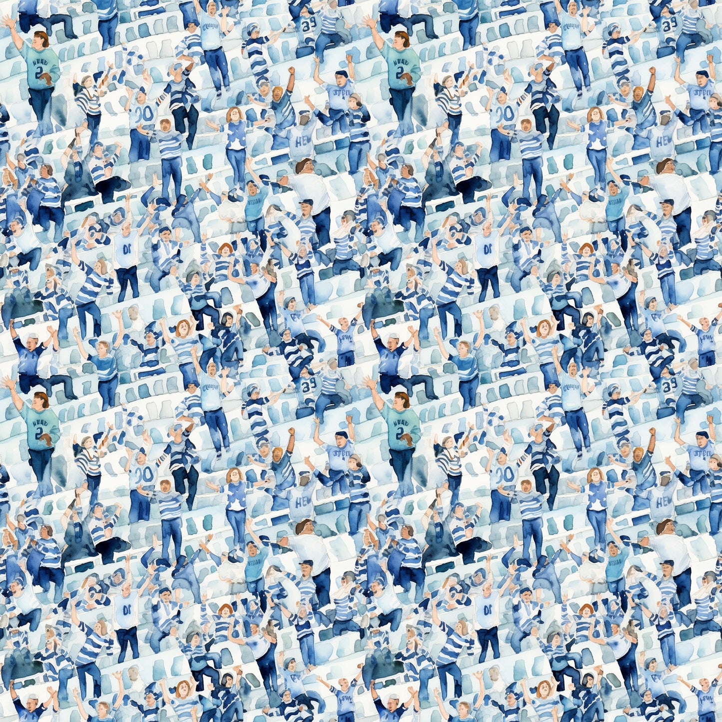 Watercolor Football Pattern 5 Quilting Cotton Fabric