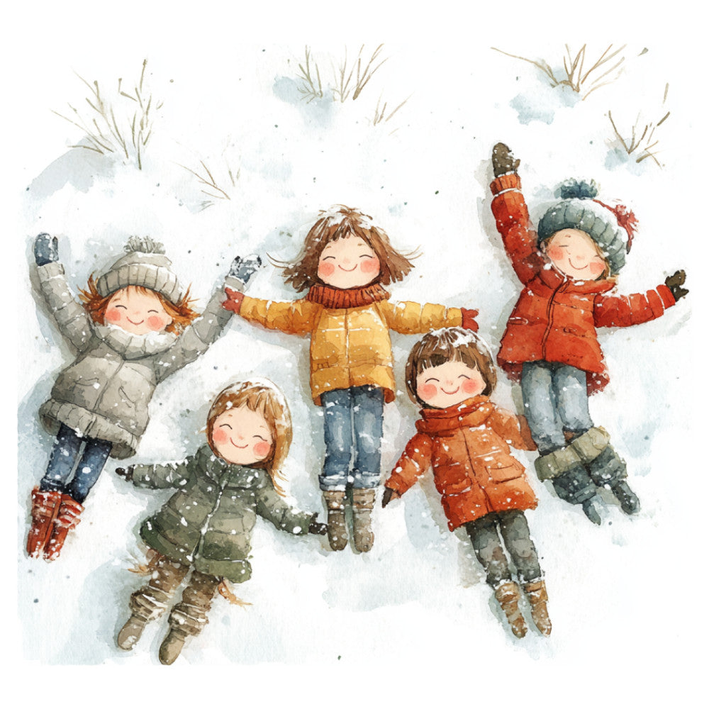 Watercolor Christmas Scene Fabric Panel 1