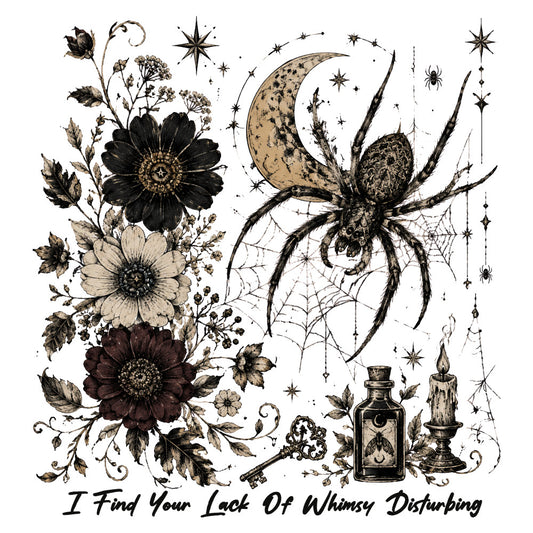black floral, cream floral, dark burgundy, witchy, gothic, celestial, moon phases, spider web, spiders, vintage botanical, dark academia, moody, mystical, occult, potion bottle, candle, stars, moths, insects, dark romance, alternative, bohemian, nature themed, dramatic, elegant, autumn, fall, goth aesthetic, dark botanical, decorative panel