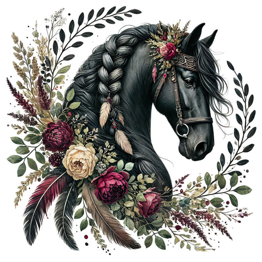 Boho Horses Fabric Panel 1