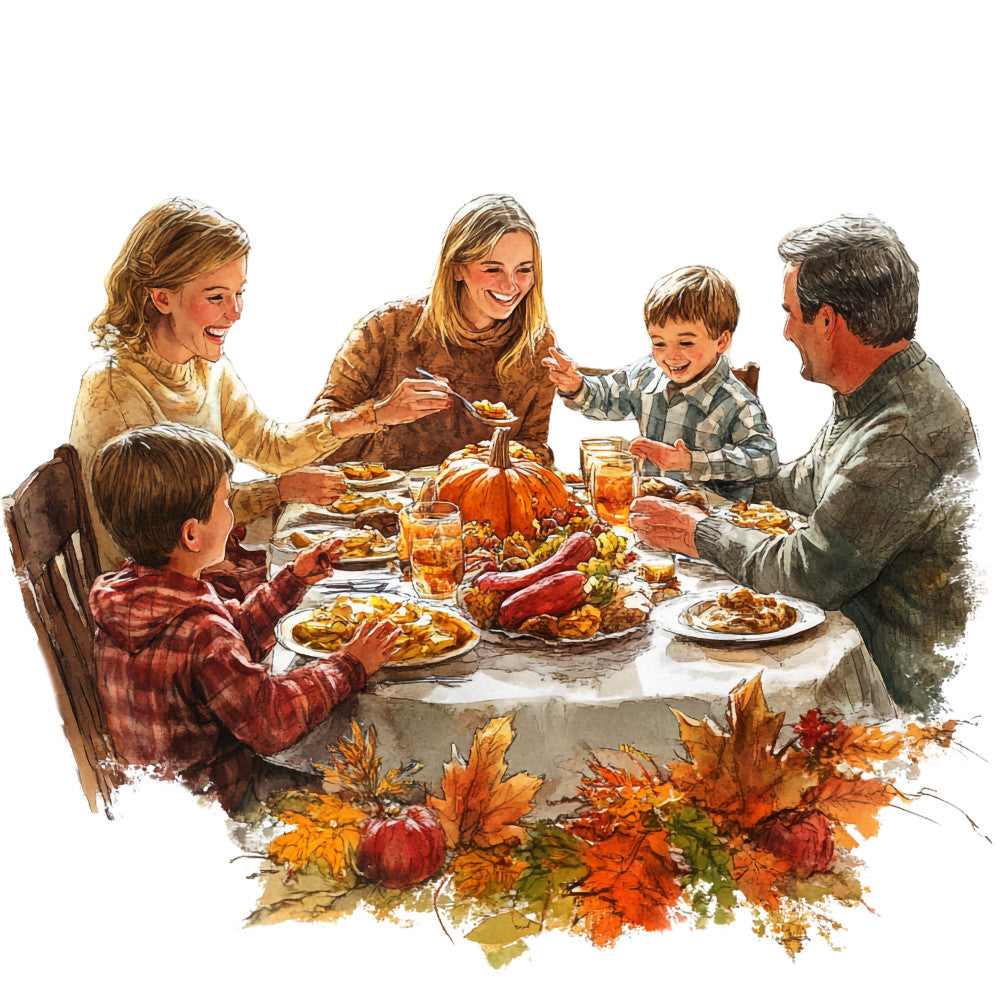 Watercolor Thanksgiving Fabric Panel 29