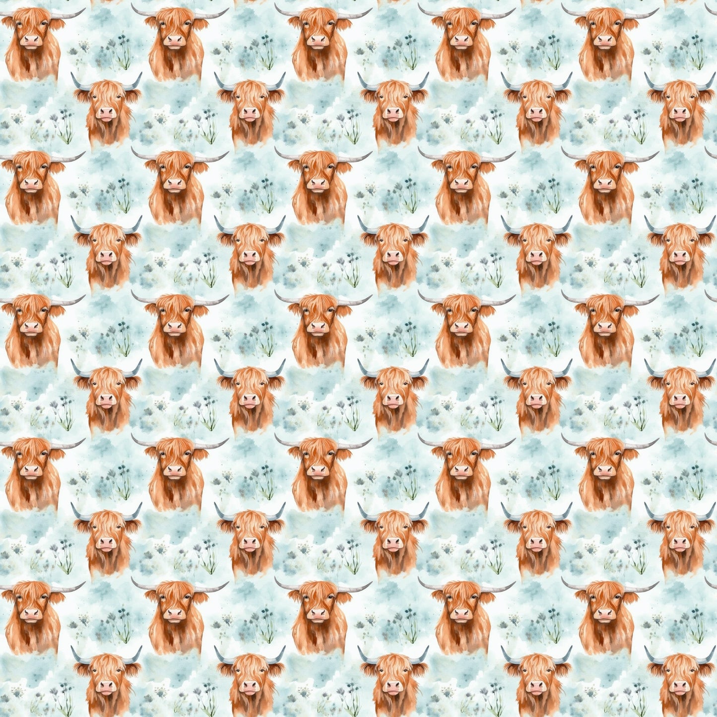 Funky Highland Cows Pattern 11 Quilting Cotton Fabric