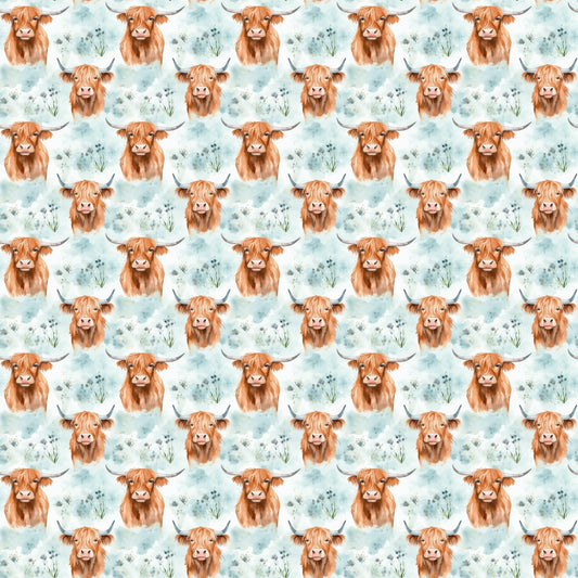 Funky Highland Cows Pattern 11 Quilting Cotton Fabric