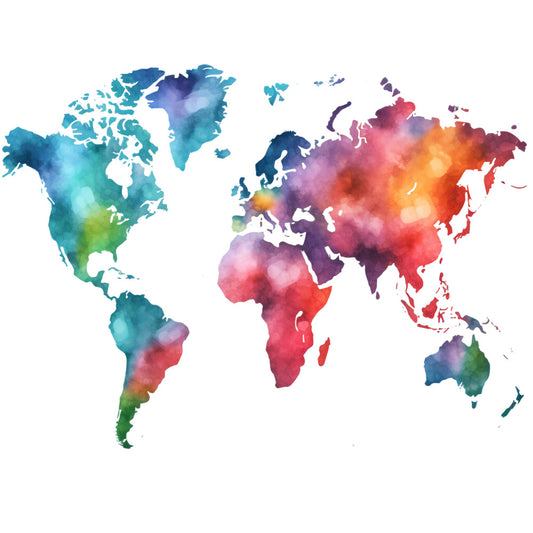 Colorful World Map Fabric Panel 16