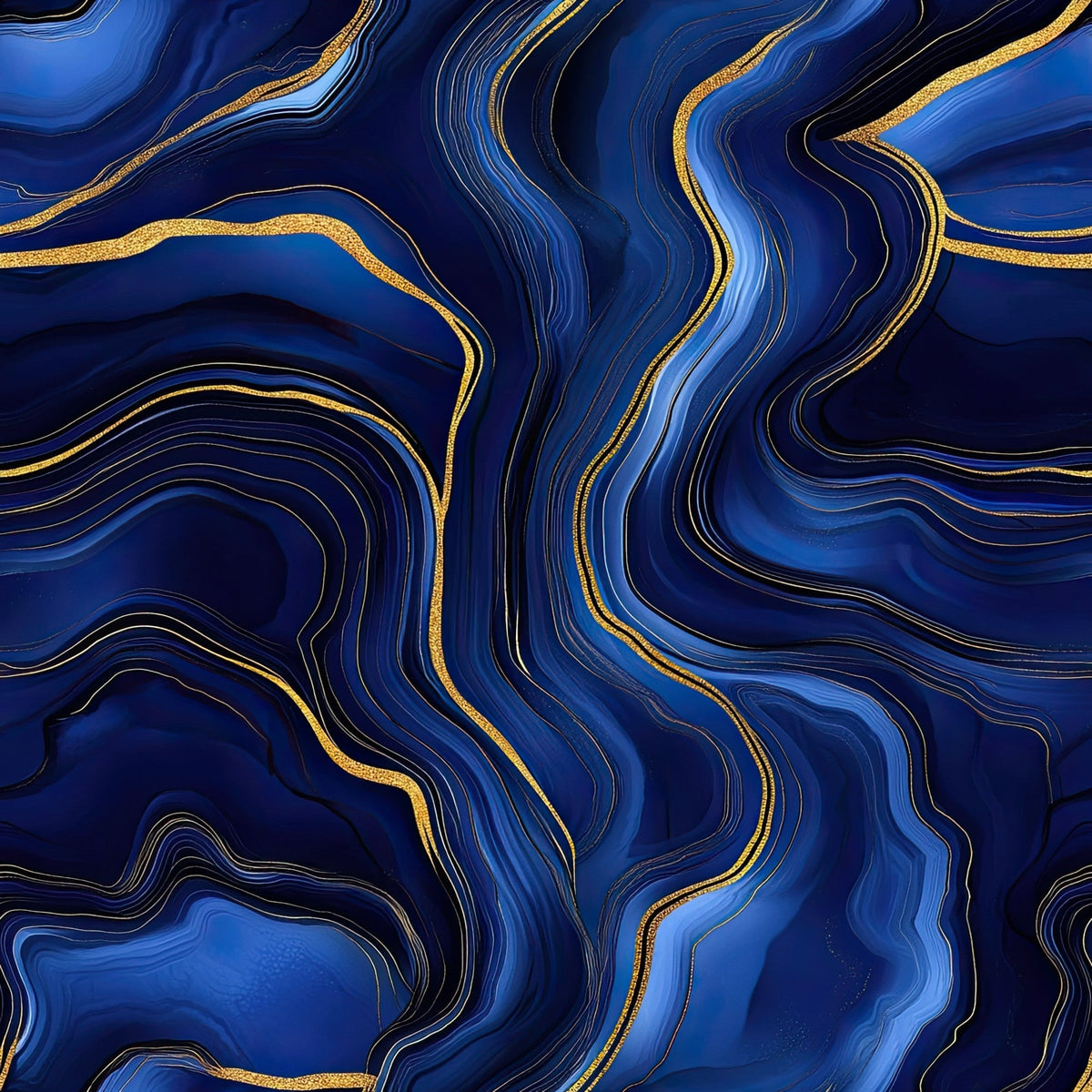 Royal Blue and Gold Agate Pattern 1 Minky Fabric