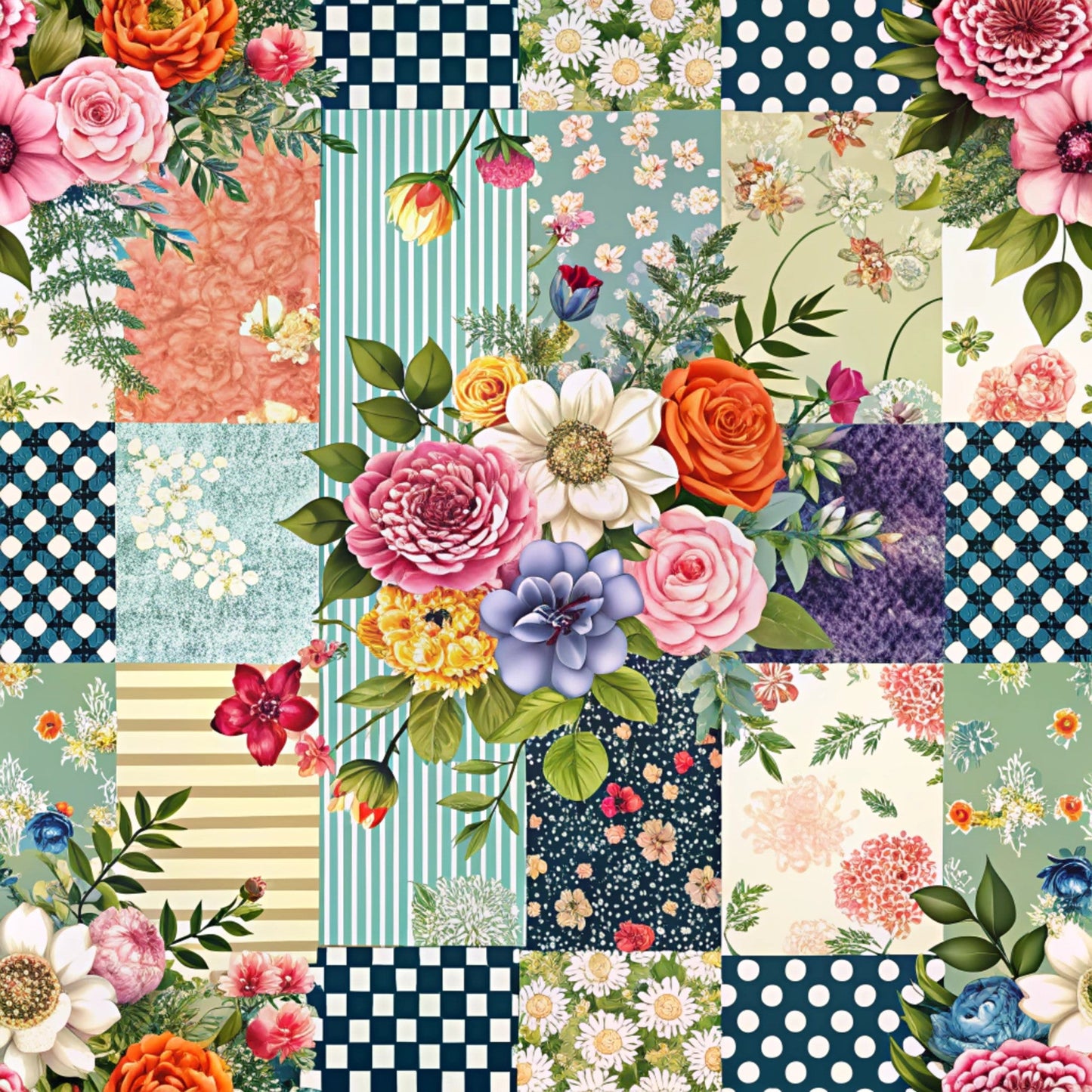 Spring Patchwork Pattern 20 Quilting Cotton Fabric