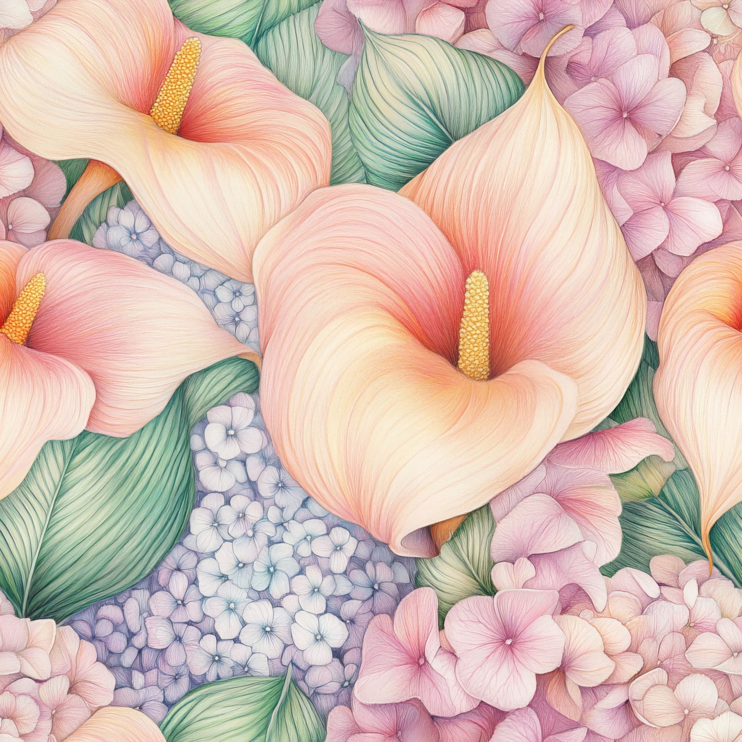 Pastel Calla Lily Pattern 5 Quilting Cotton Fabric