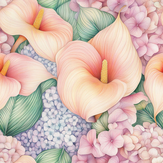 Pastel Calla Lily Pattern 5 Quilting Cotton Fabric