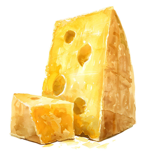 golden yellow, butter yellow, cheese yellow, warm yellow, orange yellow, pale yellow, creamy yellow, swiss cheese, cheese block, holes, whimsical, playful, food themed, food print, kitchen, culinary, novelty, cute, fun, children's, kids, lighthearted, appetizing, dairy, comfort food, illustrative, painted effect, watercolor style, modern whimsical