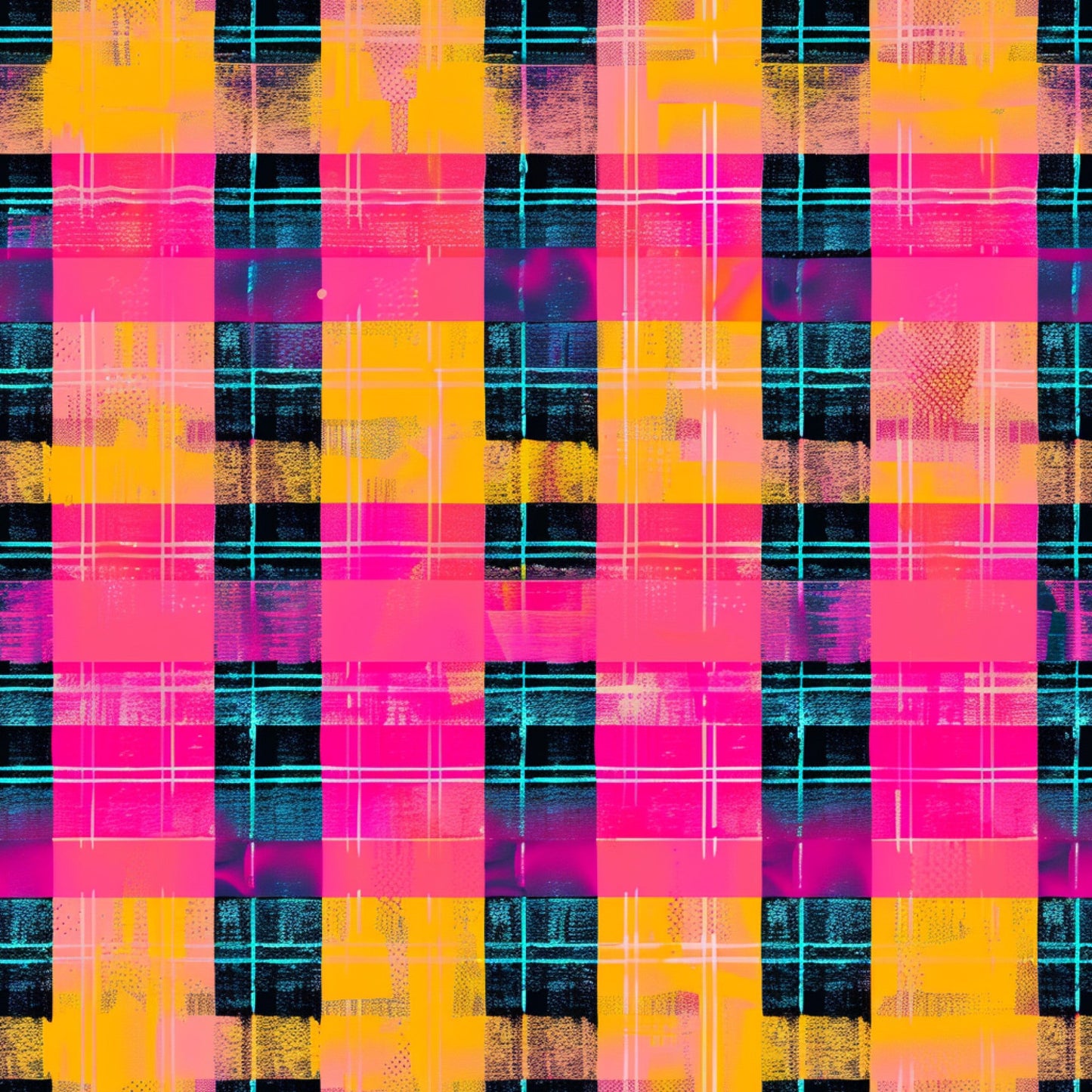 Neon Gingham Pattern 5 Quilting Cotton Fabric
