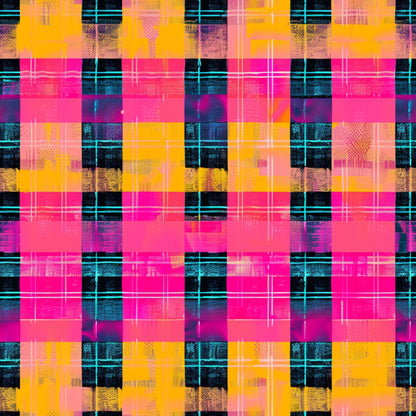 Neon Gingham Pattern 5 Quilting Cotton Fabric