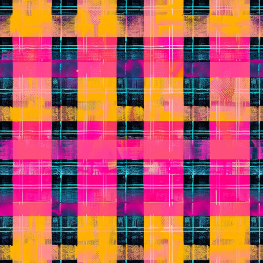 Neon Gingham Pattern 5 Quilting Cotton Fabric