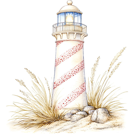 Watercolor Nautical Lighthouse Fabric Panel 4