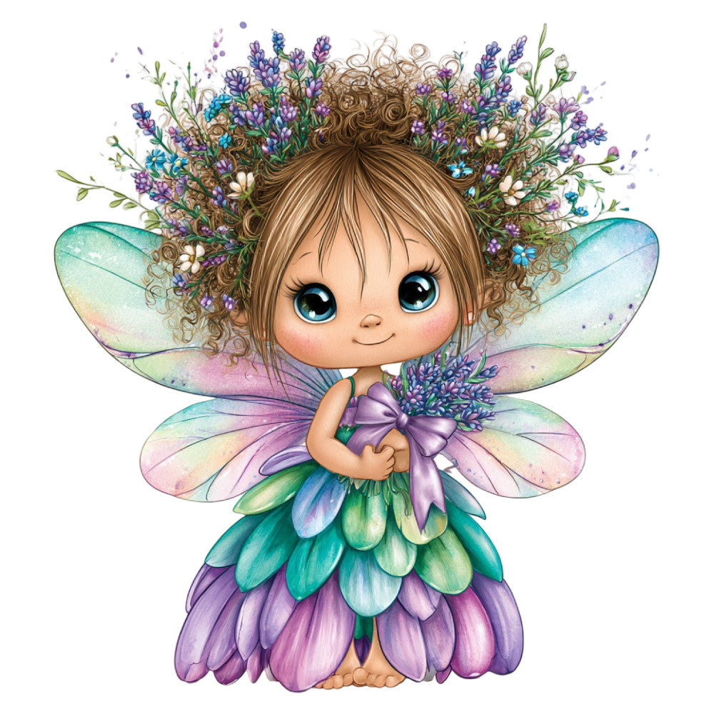 fairy, flower fairy, whimsical, fantasy, purple, lavender, teal, turquoise, mint green, pastel colors, soft colors, watercolor, floral, flowers, wings, fairy wings, nature, magical, dreamy, children, girl, cute, sweet, spring, summer, baby, nursery, storybook, illustration art, botanical