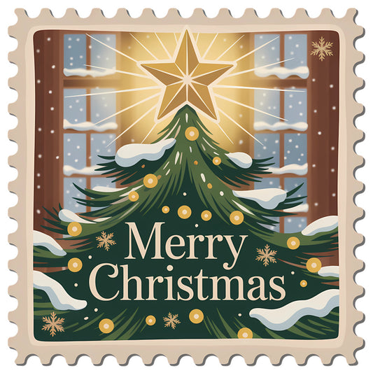 Vintage Christmas Stamps Fabric Panel 47
