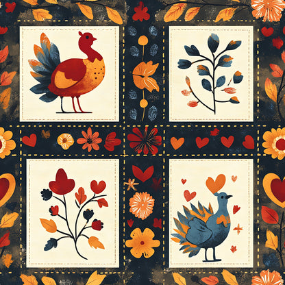 Folk Harvest Pattern 7 Minky Fabric