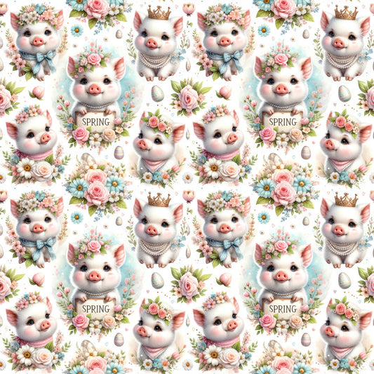 Spring Piglet Joy Pattern 1 Quilting Cotton Fabric