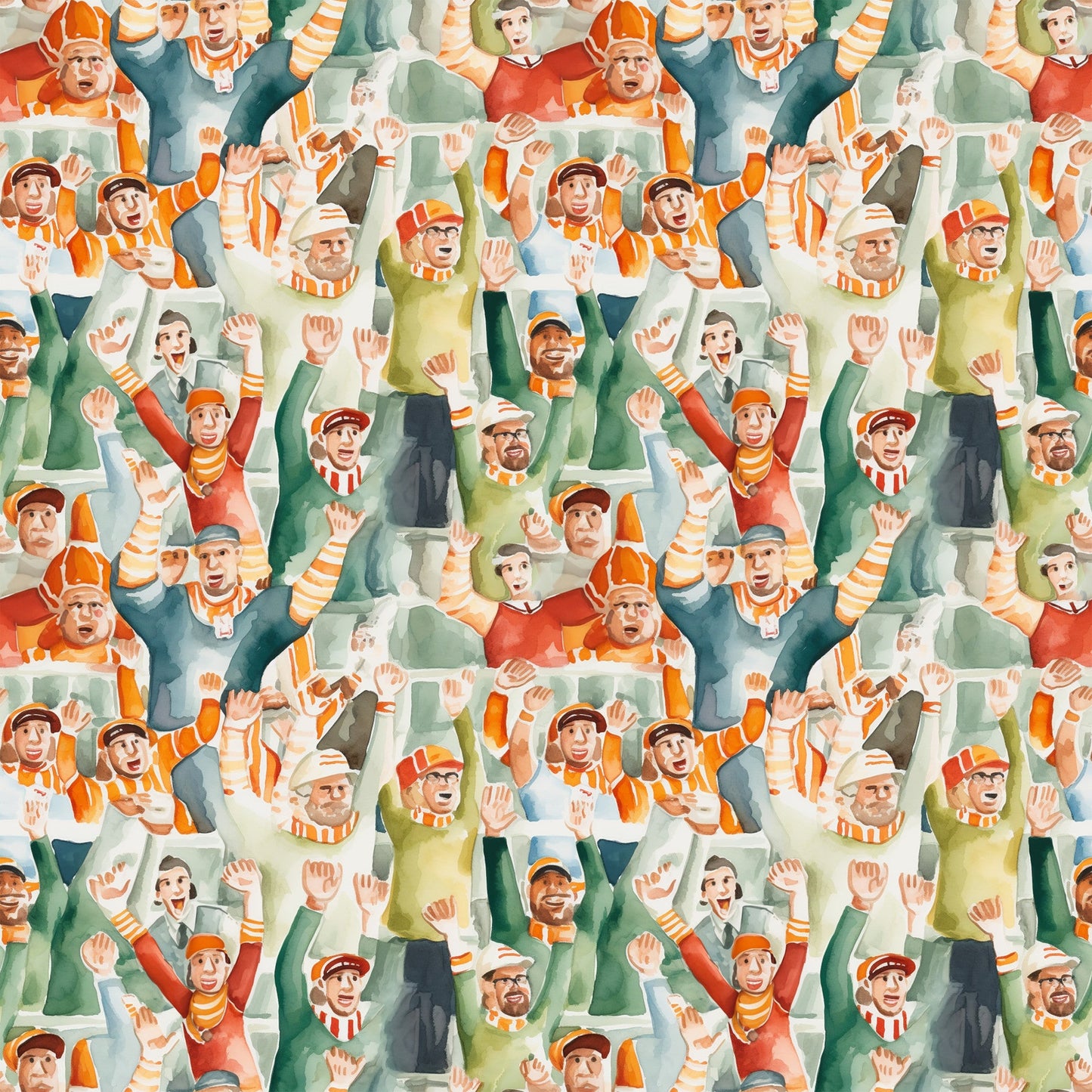 Watercolor Football Pattern 9 Quilting Cotton Fabric