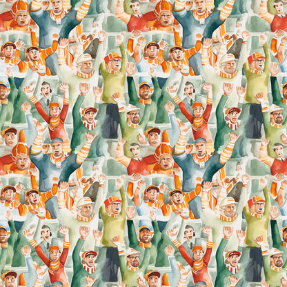 Watercolor Football Pattern 9 Quilting Cotton Fabric