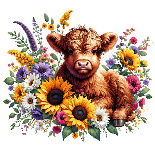 Fancy Highland Cows Fabric Panel 11