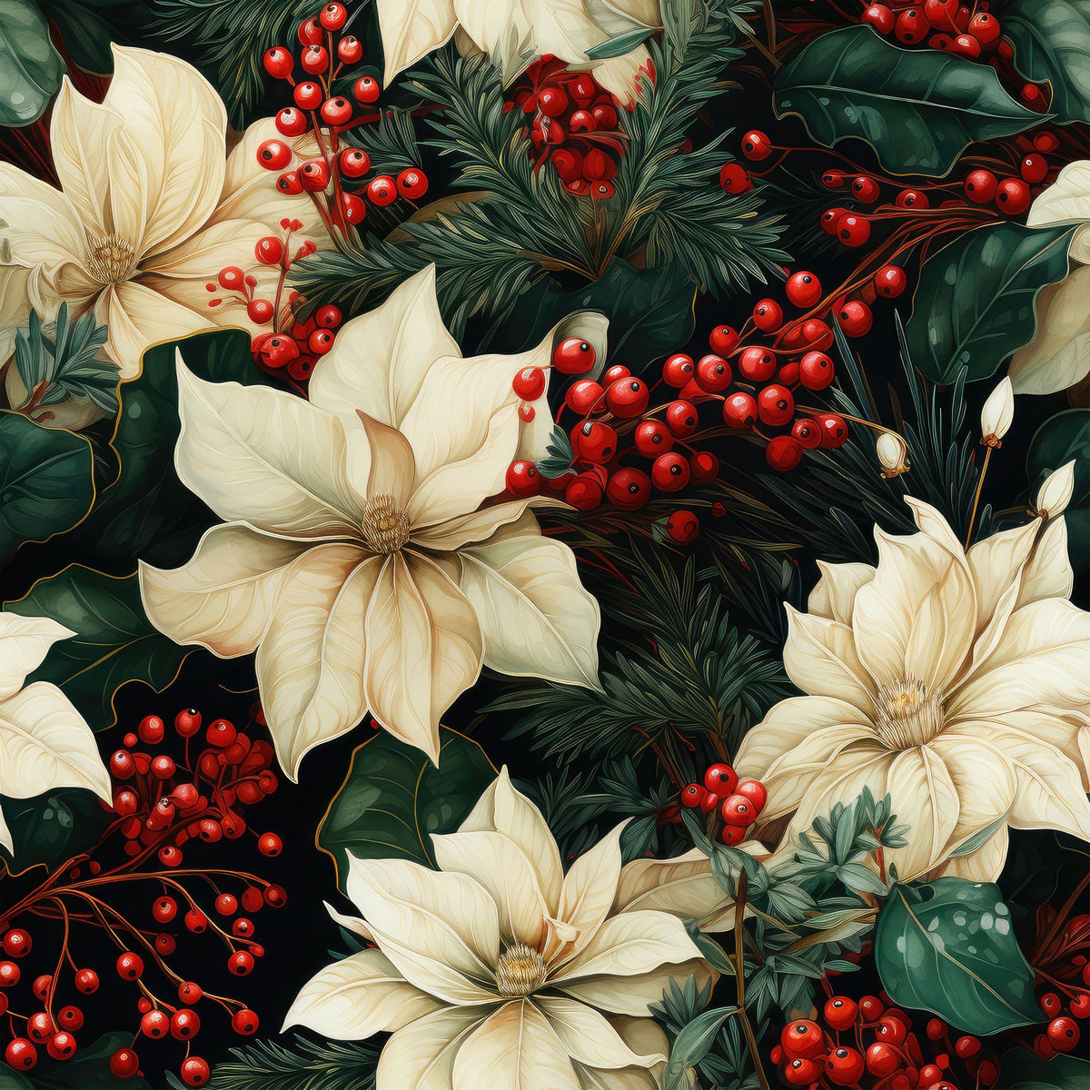Winterberry Blooms Pattern 7 Minky Fabric