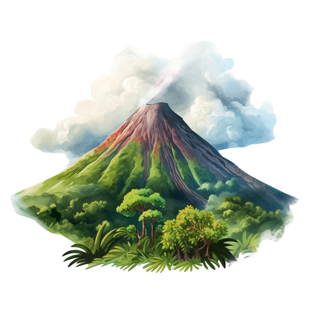 Watercolor Volcano Fabric Panel 7 – QuiltingFabricPanels.com