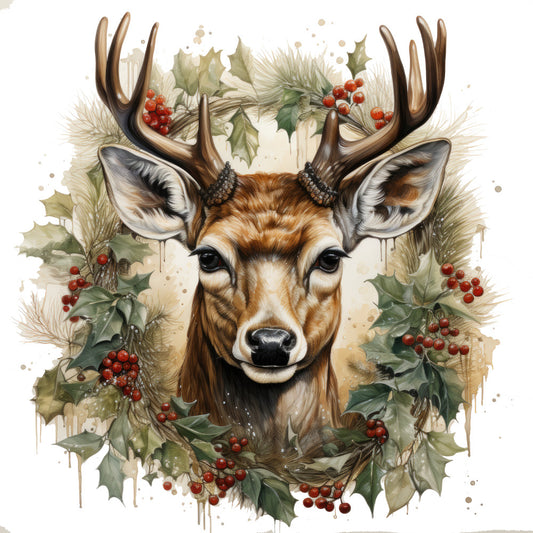 Vintage Deer Head Fabric Panel 12