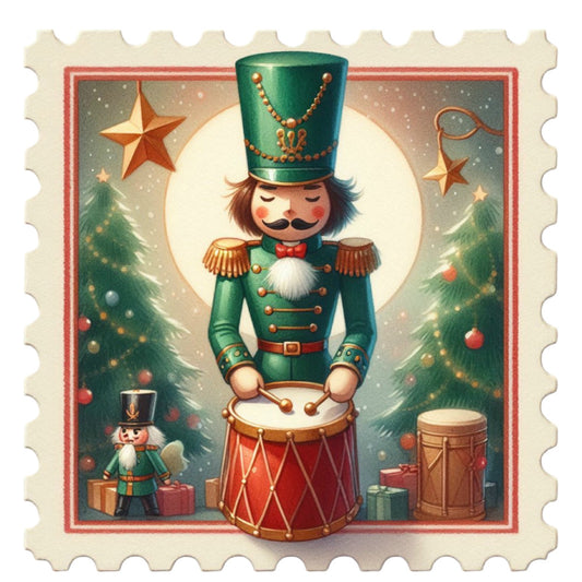 Nutcracker Postage Stamps Fabric Panel 5