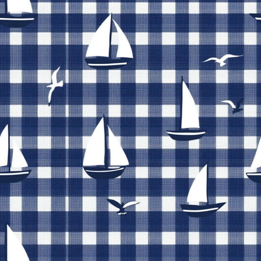 Blue Sailboat Pattern 1 Quilting Cotton Fabric