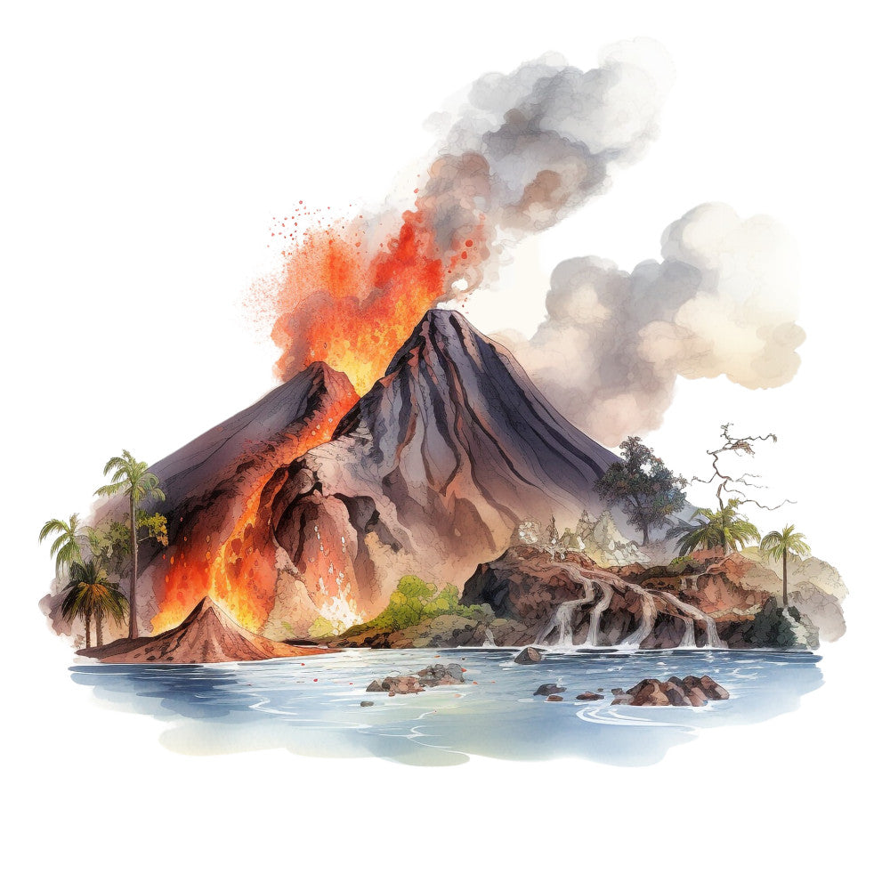 Watercolor Volcano Fabric Panel 6