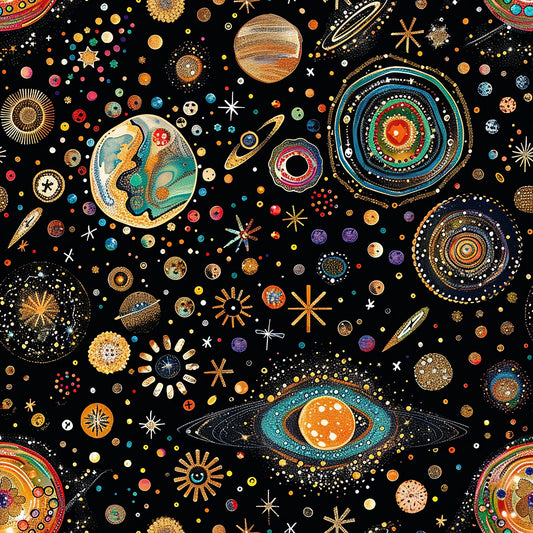 Planets and Stars Pattern 1 Quilting Cotton Fabric