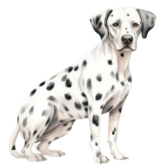 Watercolor Dogs Fabric Panel 31 featuring a detailed Dalmatian dog illustration printed on premium quilting cotton.
